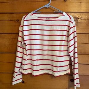Old Navy White Top with Red Stripes - Long Sleeve
